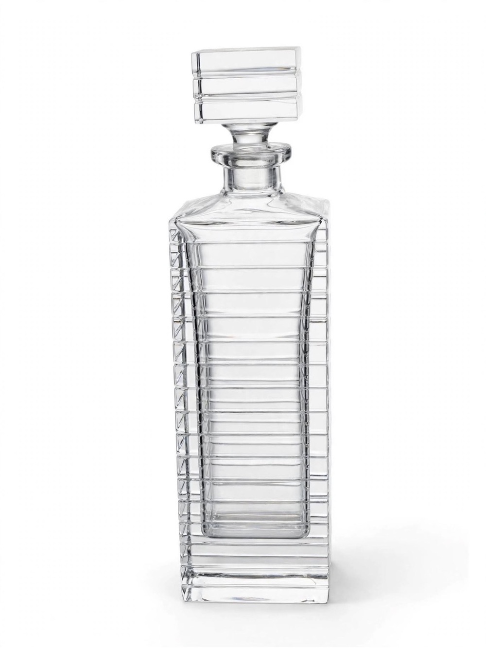 Ralph Lauren Home Hudson Plaid Crystal Decanter Square Stepped Cut - 40oz